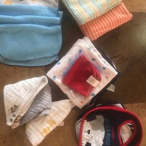 Receiving blanket, burp rags , bibs